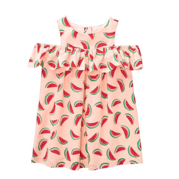 Janie and Jack watermelon summer dress ruffle cold shoulder size 2t - Picture 3 of 11
